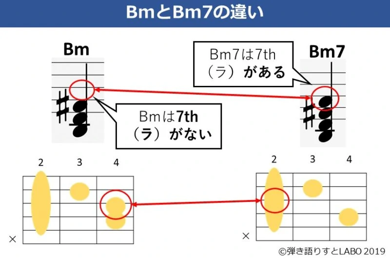 BmとBm7の違いを解説した資料