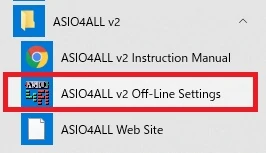 Windowsスタート画面からASIO4ALLを選ぶ