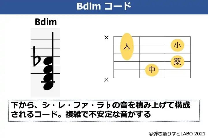 Bdimの構成音と擬ターコードフォーム