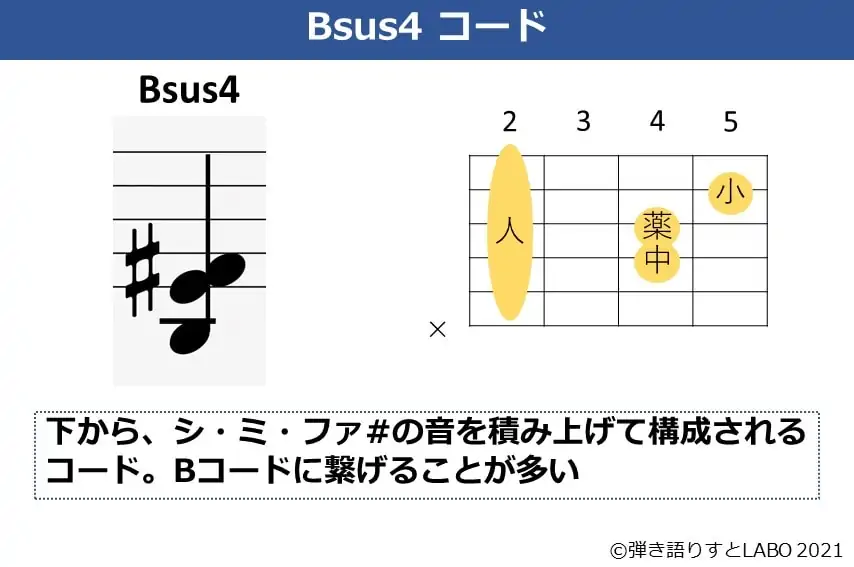 Bsus4の構成音とギターコードフォーム