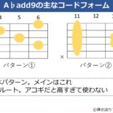 A♭add9のギターコードフォーム 2種類
