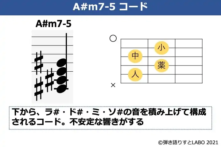 A#m7-5の構成音とギターコードフォーム