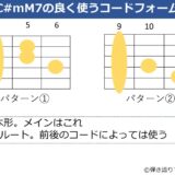 C#mM7の主なギターコードフォーム
