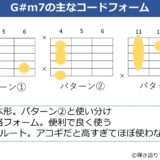 G#m7のギターコードフォーム 3種類
