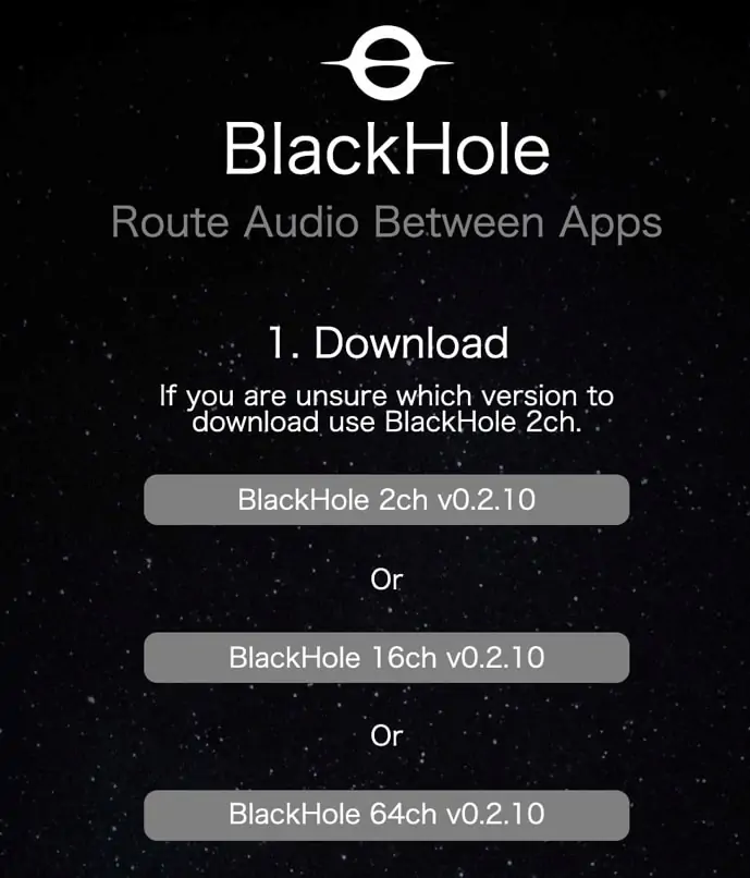 BlackHoleのダウンロード画面