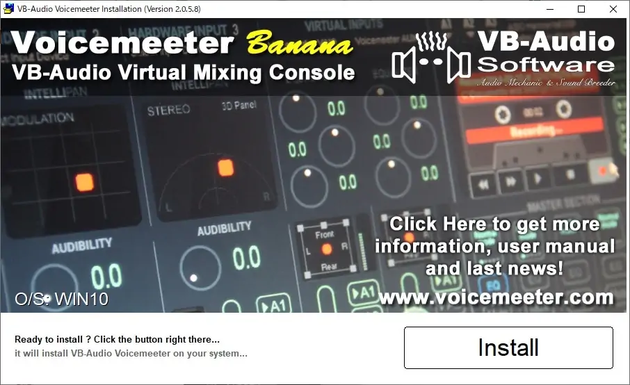 VOICEMEETER-BANANAのインストール画面
