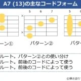 A7（13）のギターコードフォーム 3種類