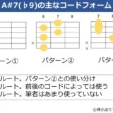 A#7（♭9）のギターコードフォーム 3種類