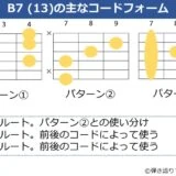 B7（13）のギターコードフォーム 3種類