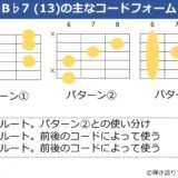 B♭（13）のギターコードフォーム 3種類