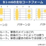 B♭m6のギターコードフォーム 3種類