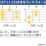 C#7（♭13）のギターコードフォーム 2種類