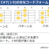C#7（♭9）のギターコードフォーム3種類