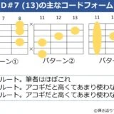 D#7（13）のギターコードフォーム3種類