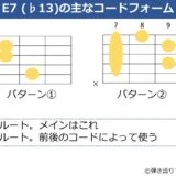 E7（♭13）のギターコードフォーム 2種類