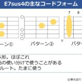 E7sus4のギターコードフォーム 3種類