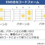 E9のギターコードフォーム 3種類