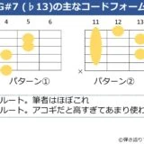 G#7（♭13）の主なギターコードフォーム 2種類