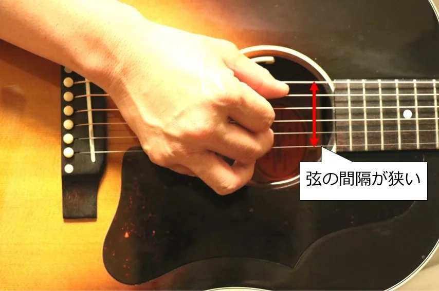 ナット幅が狭いギターは弦と弦の間隔が狭い